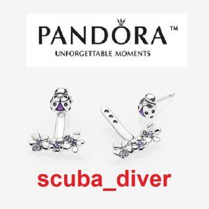 NEW Pandora Ladybird Ladybug Meadow Jacket Earrings Purple Enamel Cubic Zirconia